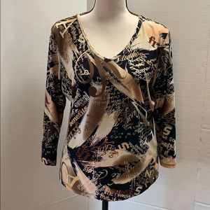 Nygard Collection V Neck Top Tee Soft Size L 24-16